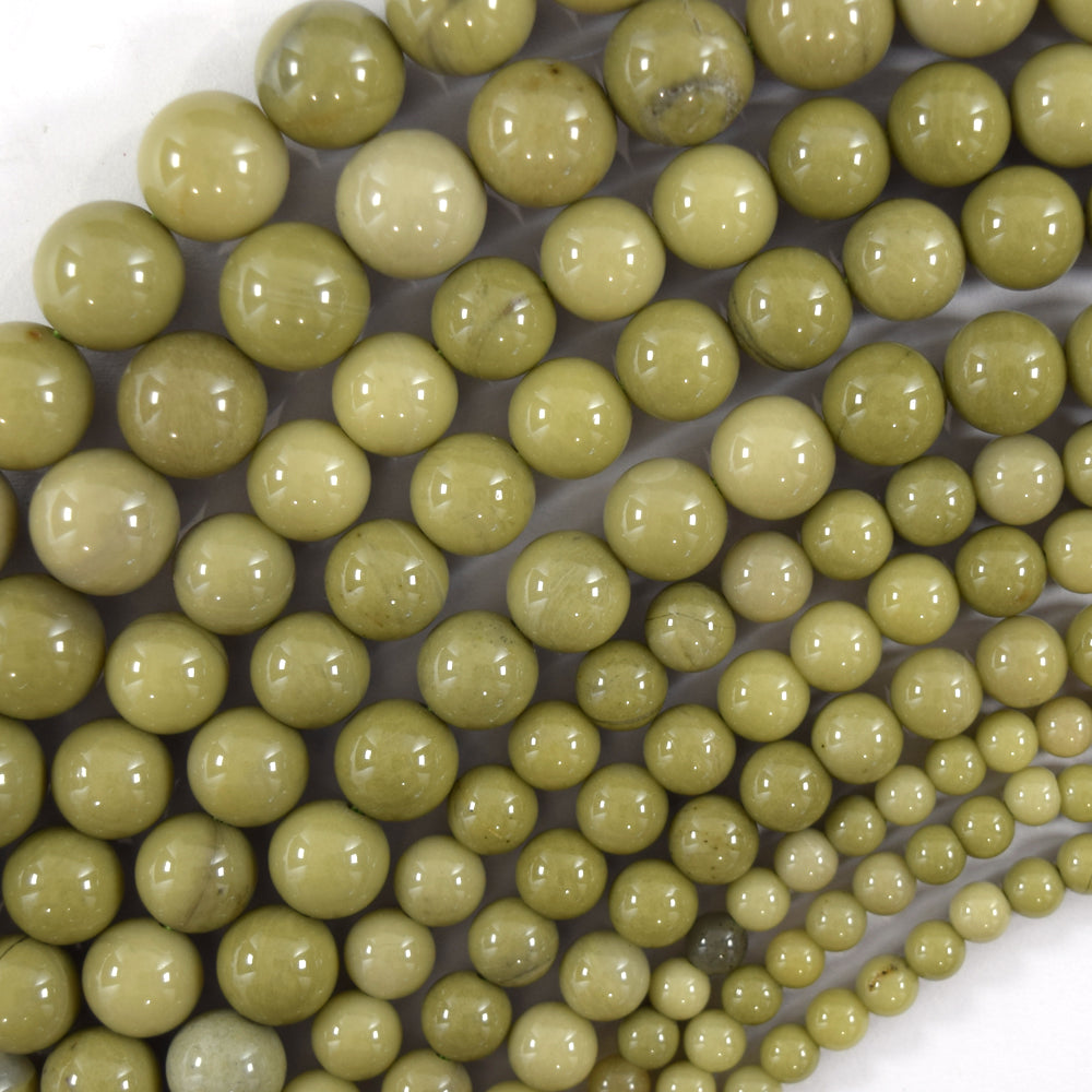 Natural African Matcha Green Jasper Round Beads 15" Strand 4mm 6mm 8mm 10mm