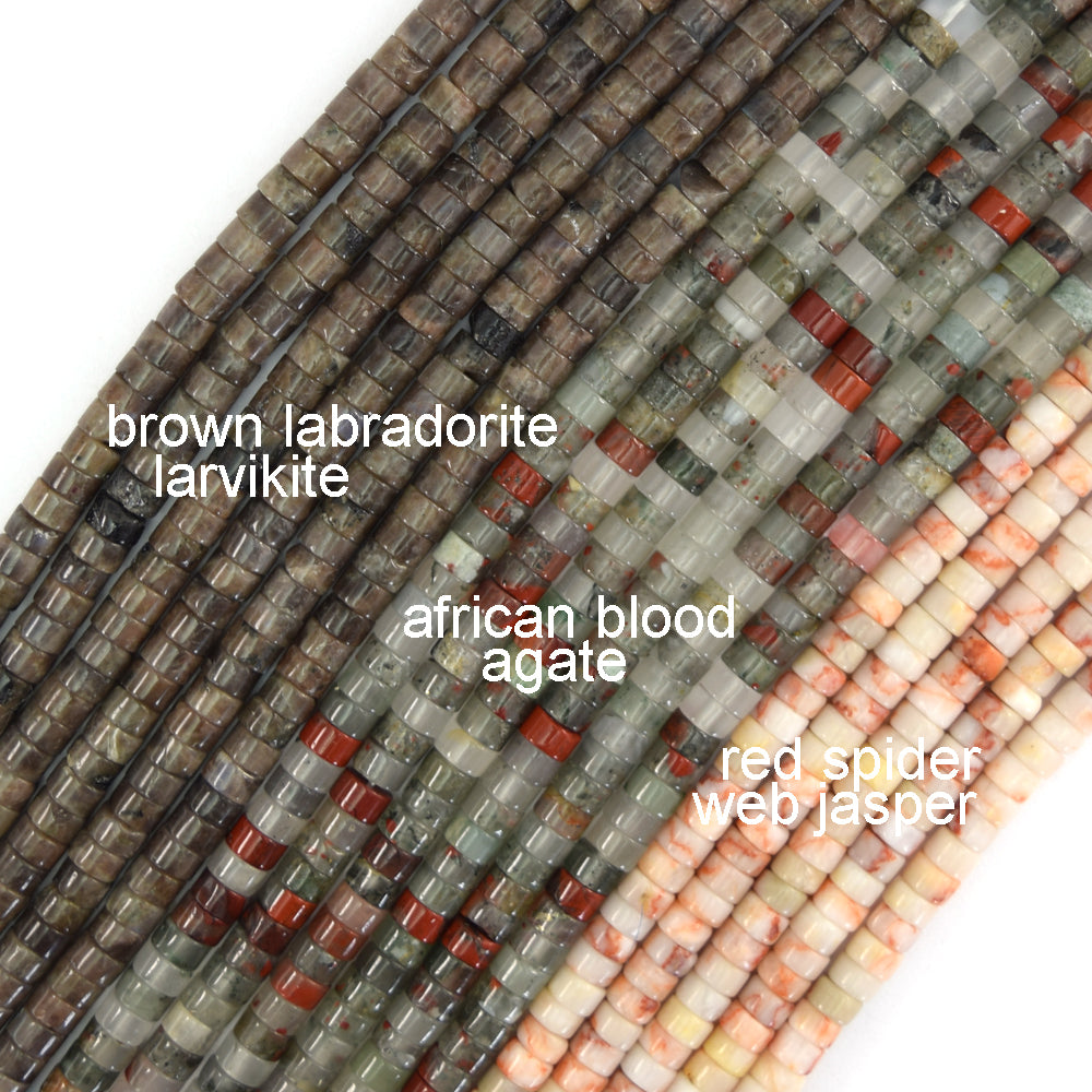 2x4mm Natural Various Gemstones Heishi Disc Beads 15" Strand 4mm