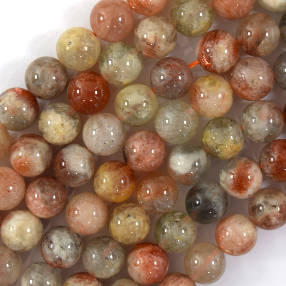 Natural Gold Orange Arusha Sunstone Round Beads 15" Strand 6mm 8mm 10mm