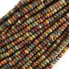 Natural Red Creek Picasso Jasper Rondelle Button Beads 15.5