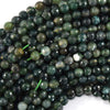 Natural Faceted Green Moss Agate Round Beads Gemstone 14.5