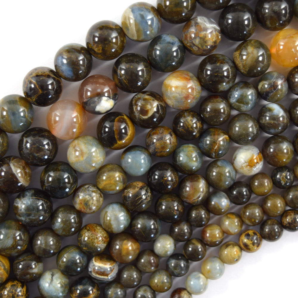 Natural Australian Brown Blue Opal Round Beads 14.5" Strand 6mm 8mm 10mm