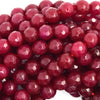 Faceted Ruby Red Jade Round Beads Gemstone 15