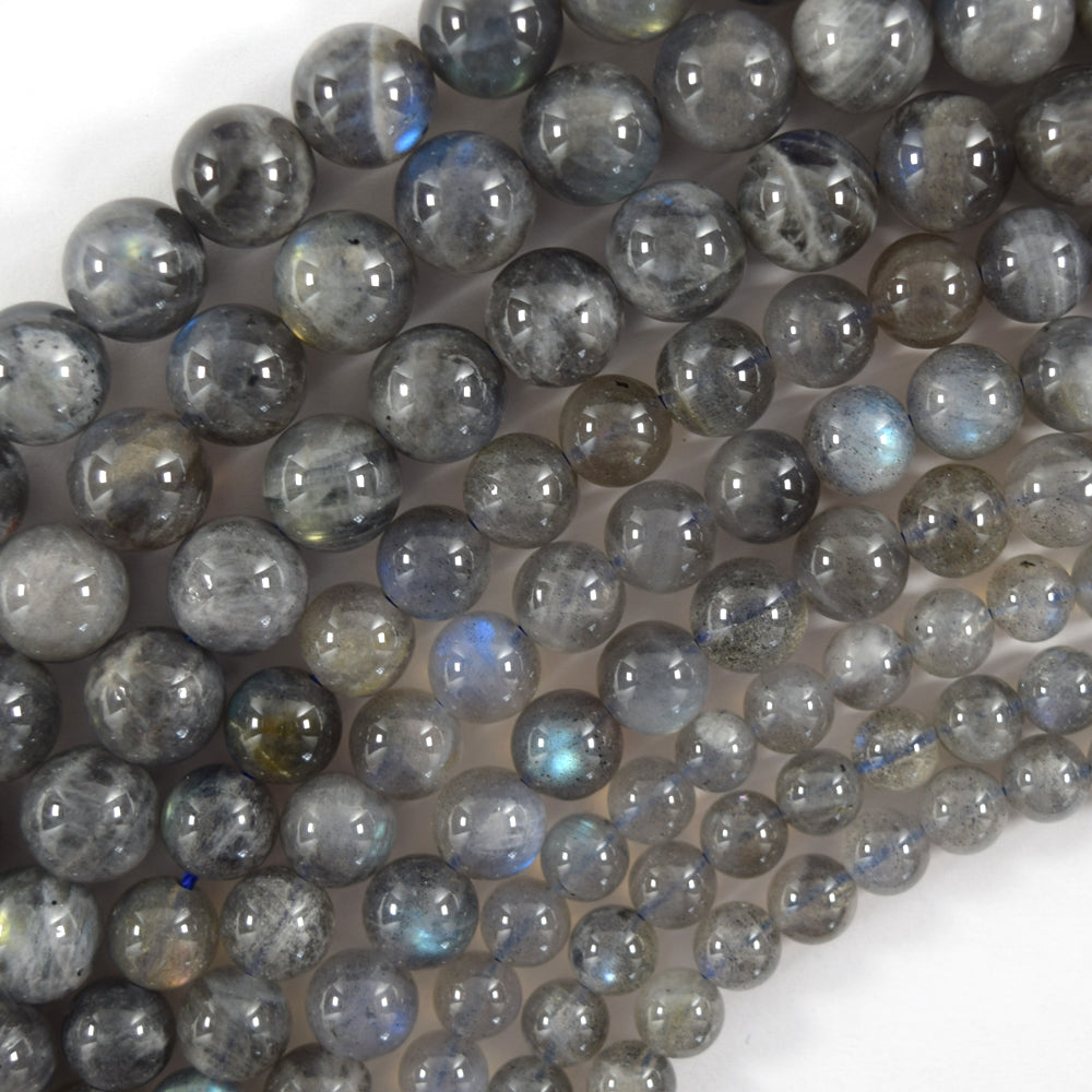 Natural Light Gray Labradorite Round Beads Gemstone 15" Strand 6mm 8mm 10mm S3