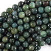 Natural Faceted Green Moss Agate Round Beads Gemstone 14.5