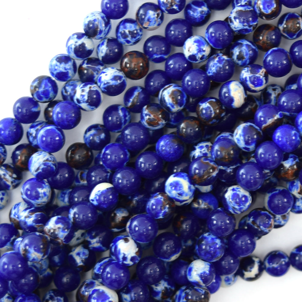 Synthetic Lapis Blue Sea Sediment Jasper Round Beads 15.5" 4mm 6mm 10mm 12mm