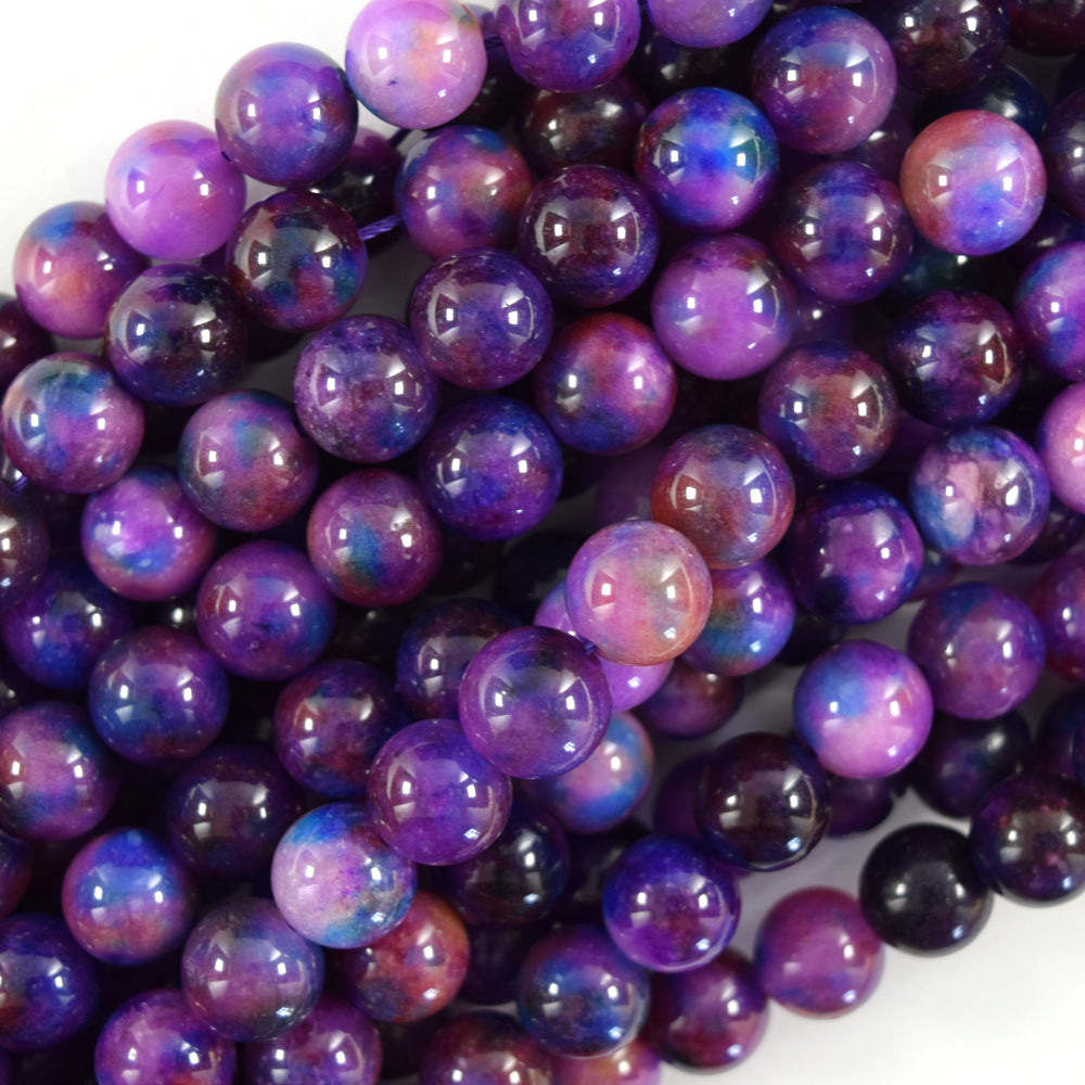 Malaysia Purple Colored Jade Round Beads Gemstone 15" Strand 6mm 8mm 10mm