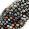 Natural Brown Gray Hawk Eye Round Beads 15.5