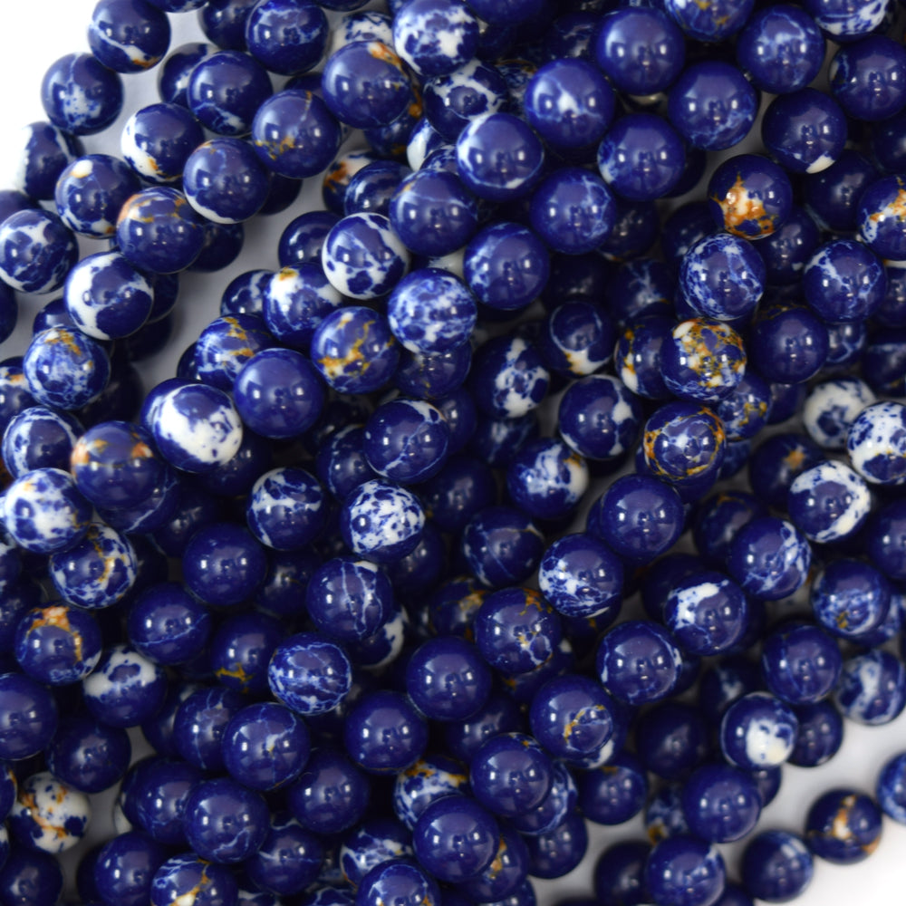 Synthetic Lapis Blue Sea Sediment Jasper Round Beads 15.5" 4mm 6mm 10mm 12mm