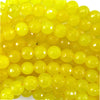 Faceted Yellow Colored Jade Round Beads Gemstone 15