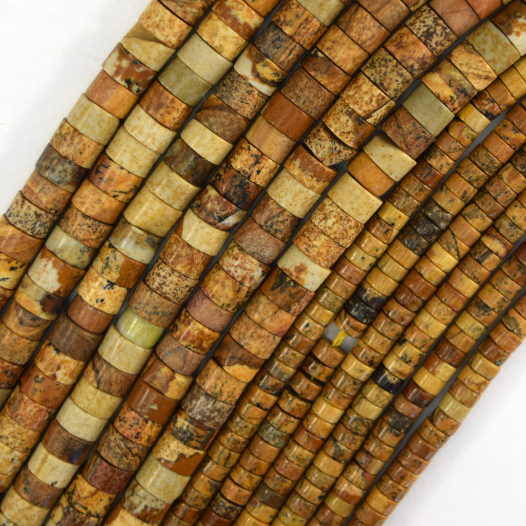 Natural Picture Jasper Heishi Disc Beads Gemstone 15" Strand 4mm 6mm