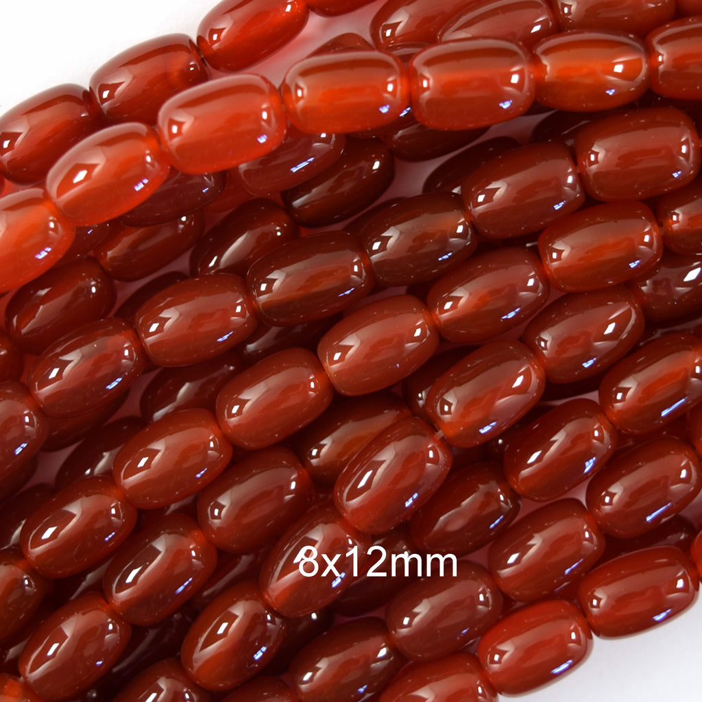 8x12mm Drum Barrel Beads 15" Strand Black Onyx Red Carnelian Black Grey Agate