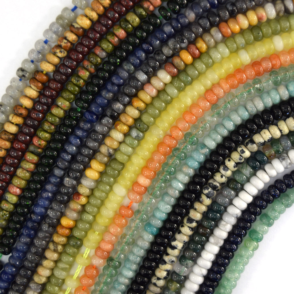 2x4mm Natural Various Gemstones Rondelle Button Spacer Beads 15" Strand 4mm - Eagle Beadz