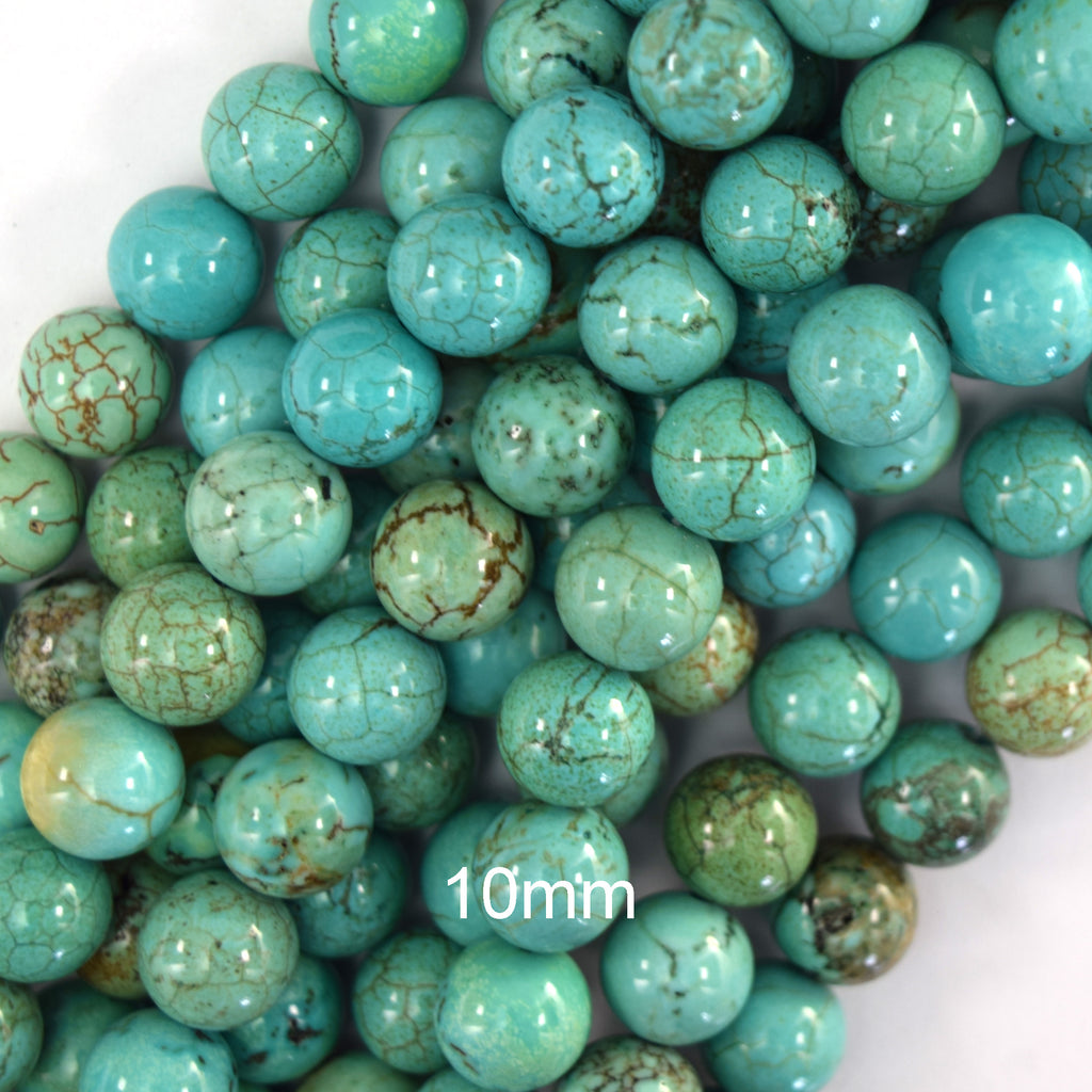 Greenish Blue Turquoise Round Beads Gemstone 15" Strand 6mm 8mm 10mm