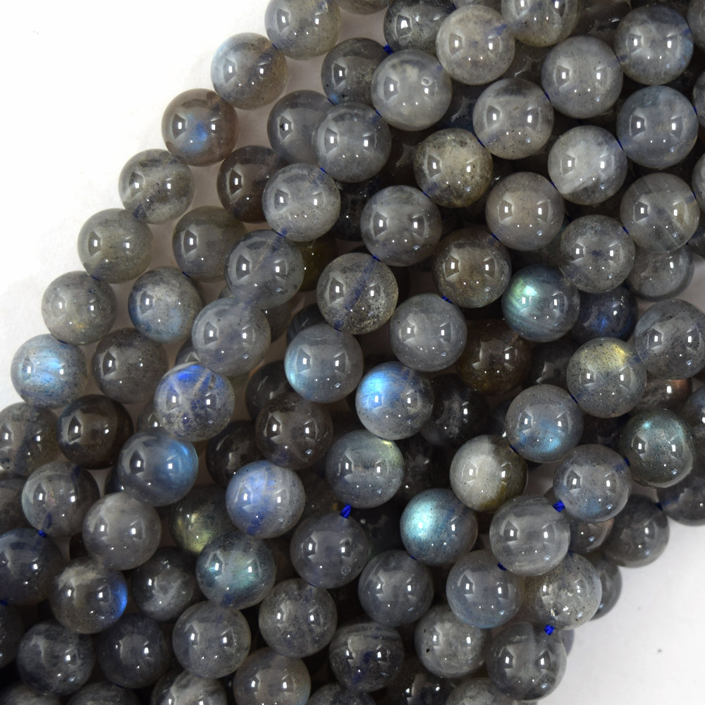 Natural Light Gray Labradorite Round Beads Gemstone 15" Strand 6mm 8mm 10mm S3