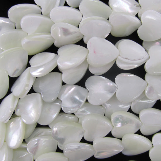 White Mother Of Pearl MOP Heart Beads Gemstone 15.5" Strand 6mm 8mm 10mm