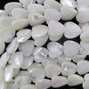 White Mother Of Pearl MOP Heart Beads Gemstone 15.5