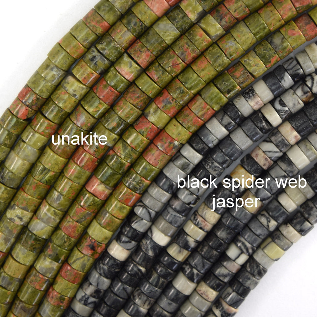 3-4x6mm Natural Various Gemstones Heishi Disc Beads 15" Strand 6mm - Eagle Beadz