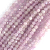 AA Natural Micro Faceted Light Purple Kunzite Round Beads 15.5