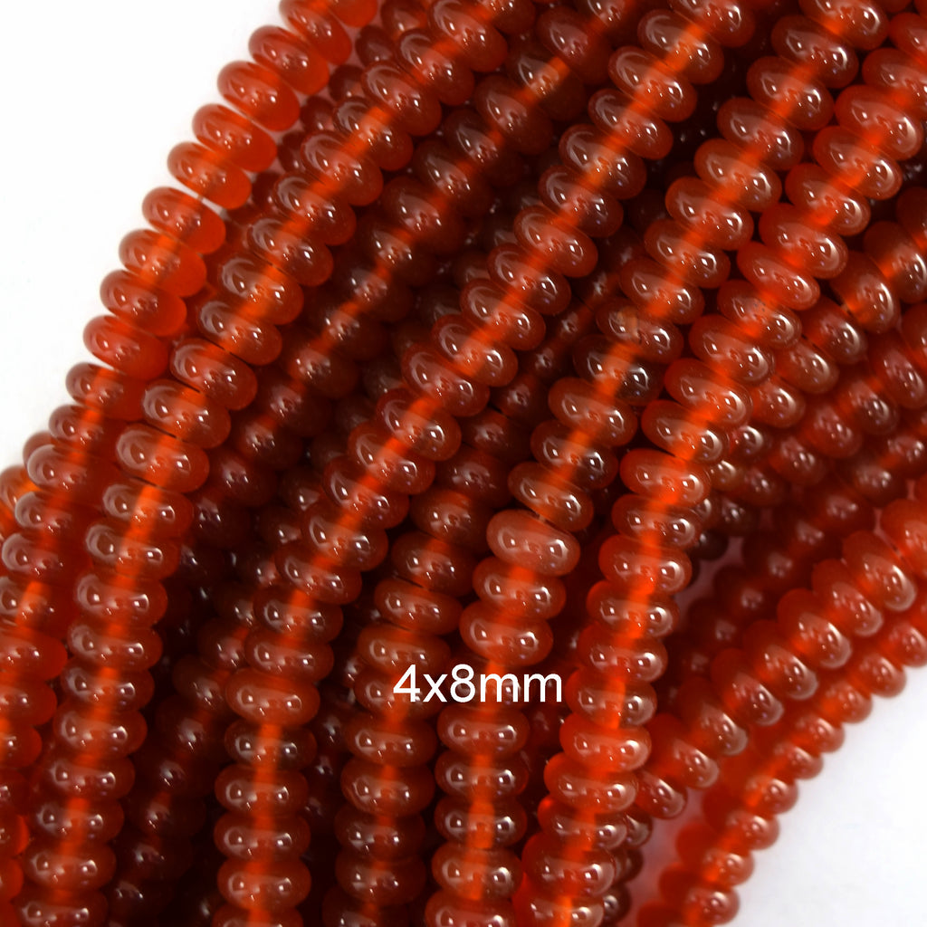 AA Red Carnelian Rondelle Button Beads Gemstone 15" Strand 3x6mm 4x8mm
