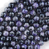 Mystic Titanium Faceted Purple Black Agate Round Beads 15