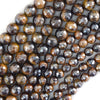 Mystic Titanium Faceted Tiger Eye Round Beads 15
