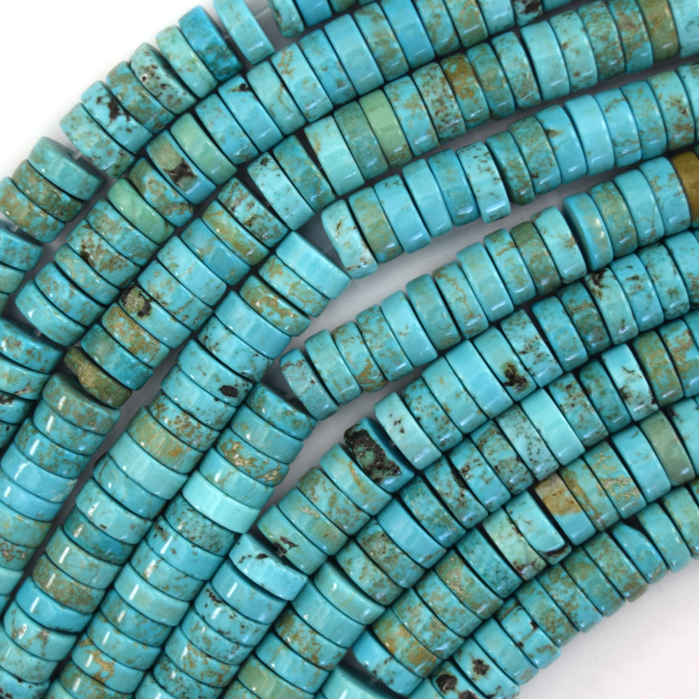 Brown Matrix Blue Turquoise Heishi Disc Beads Gemstone 15.5" Strand 4mm 6mm 8mm