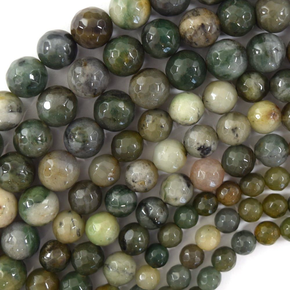 Natural Faceted Green African Jade Round Beads Gemstone 15" Strand 6mm 8mm 10mm