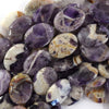 25mm natural amethyst flat oval beads 15.5