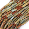 13mm natural brown blue snake skin jasper tube cylinder beads 15.5