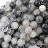 Natural Black Rutilated Quartz Round Beads 15.5