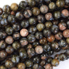 Natural Blue Gray Opal Round Beads Gemstone 15