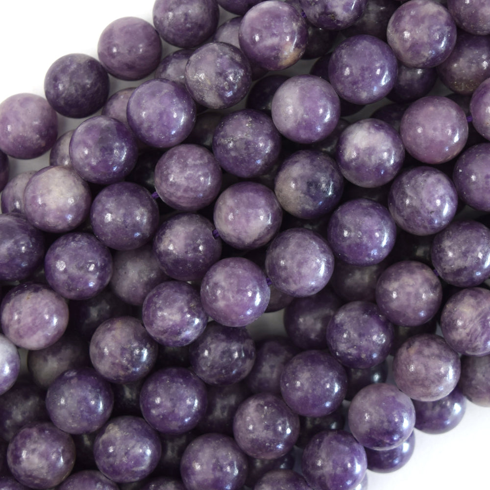 Natural Purple Lepidolite Round Beads 15" Strand 4mm 6mm 8mm 10mm 12mm S1