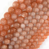AA Natural Orange Sunstone Round Beads Gemstone 15