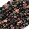Natural Watermelon Tourmaline Pebble Nugget Beads 15.5