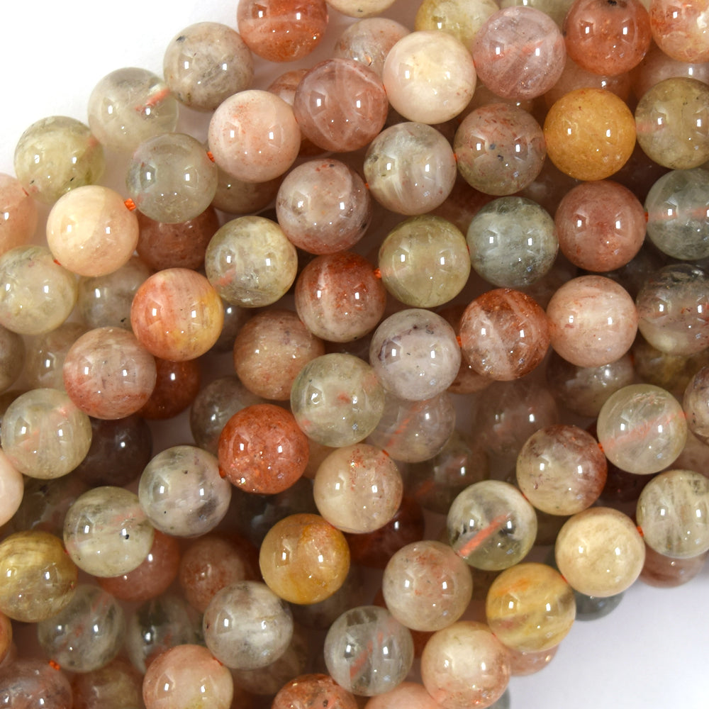 Natural Gold Orange Arusha Sunstone Round Beads 15" Strand 6mm 8mm 10mm