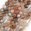 Natural Black Gold Super Seven Rutilated Quartz Round Beads 15