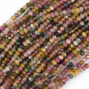 Natural Faceted Watermelon Tourmaline Rondelle Beads 15.5