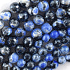 Mystic Titanium Faceted Blue Black Agate Round Beads 15