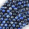 Mystic Titanium Faceted Blue Black Agate Round Beads 15