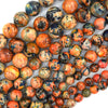 Galaxy Blue Orange Sea Sediment Imperial Jasper Round Beads 15