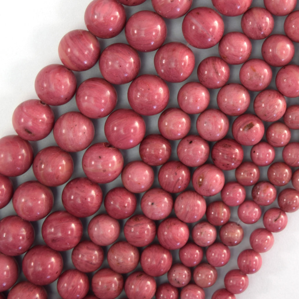 AA Natural Pink Rhodonite Round Beads Gemstone 15" Strand 6mm 8mm 10mm