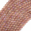 Mystic Titanium Faceted Strawberry Quartz Round Beads 15