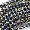Mystic Titanium Faceted Black Tibetan Agate Round Beads 15