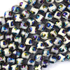 Mystic Titanium Faceted Black Tibetan Agate Round Beads 15