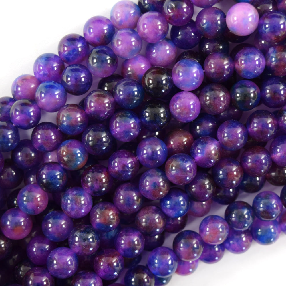 Malaysia Purple Colored Jade Round Beads Gemstone 15" Strand 6mm 8mm 10mm