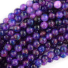 Malaysia Purple Colored Jade Round Beads Gemstone 15