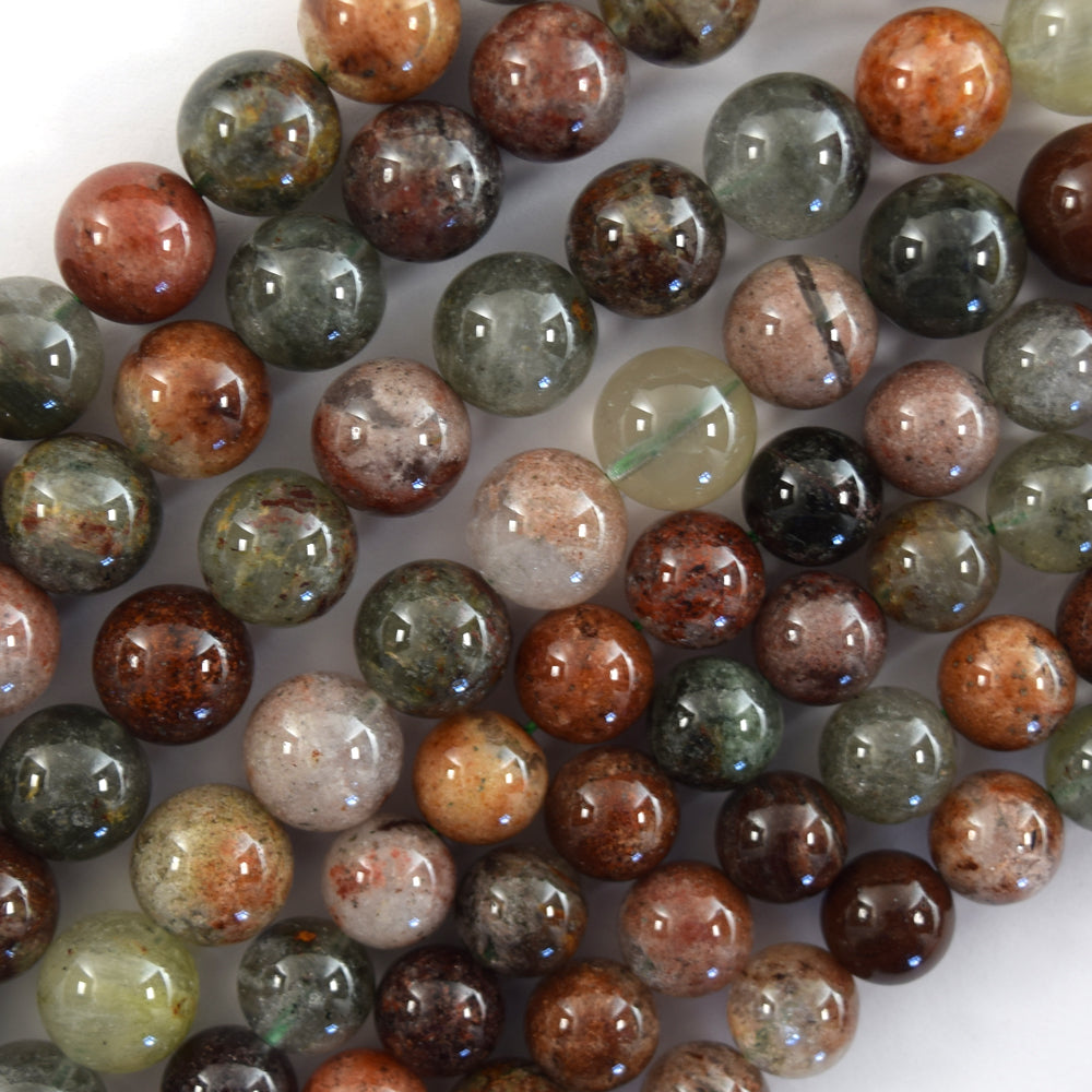 AA Natural Multicolor Phantom Quartz Round Beads Gemstone 15" Strand 8mm 10mm