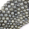 Mystic Titanium Faceted Gray Labradorite Round Beads 14.5