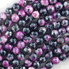 Mystic Titanium Faceted Magenta Black Agate Round Beads 15